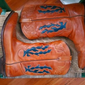 leather cactus cowboy boots
